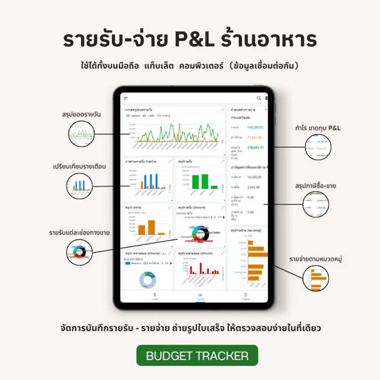 หน้าสรุปของ Budget Tracker Business